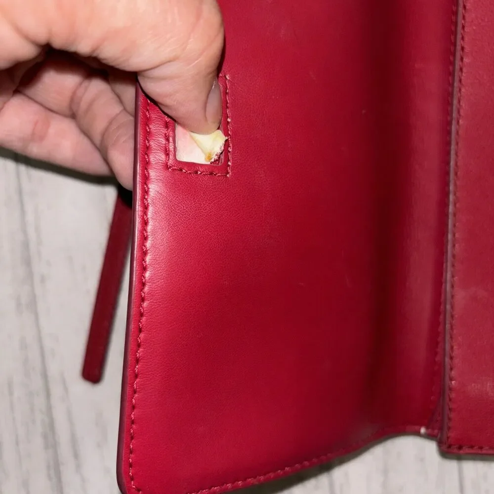 Womens Vintage Fossil Crossbody Red Leather Bag - Picture 6 of 8
